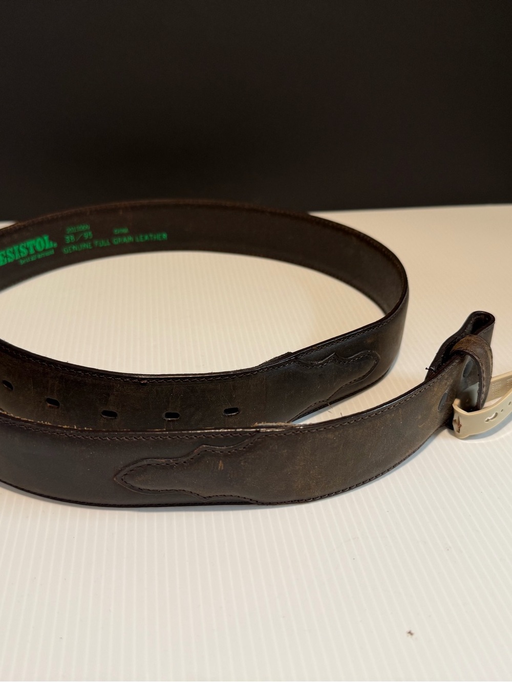 VTG Resistol Brown Full Grain Leather Western Belt 38